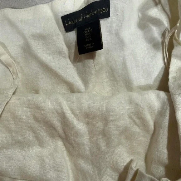 House of Harlow 1960 Linen Crop Top Women Large Cream Tie - Picture 2 of 4